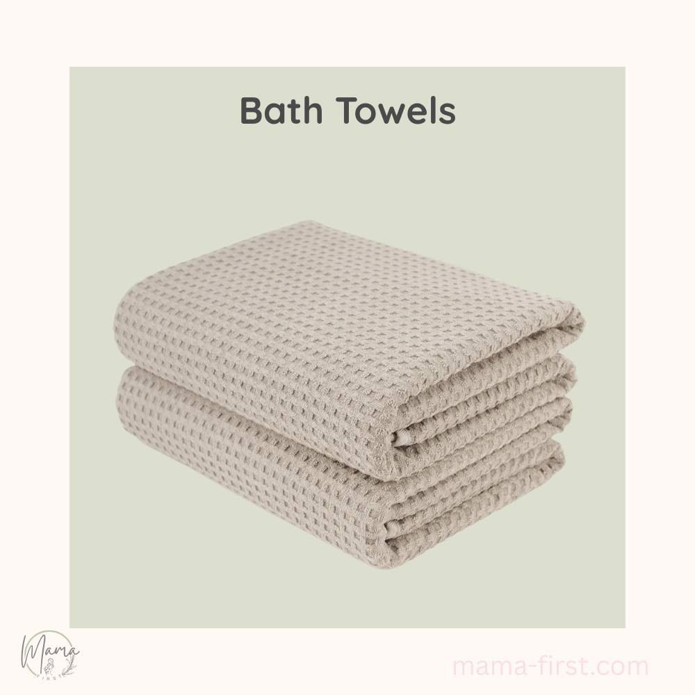 Neutral beige waffle extra large towels folded