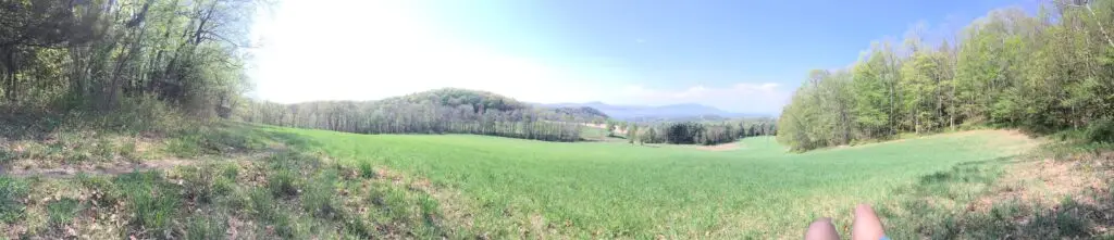 Beautiful landscape panorama of green fields and rolling hills