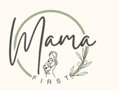 Mama-First logo featuring mother with child and olive branch