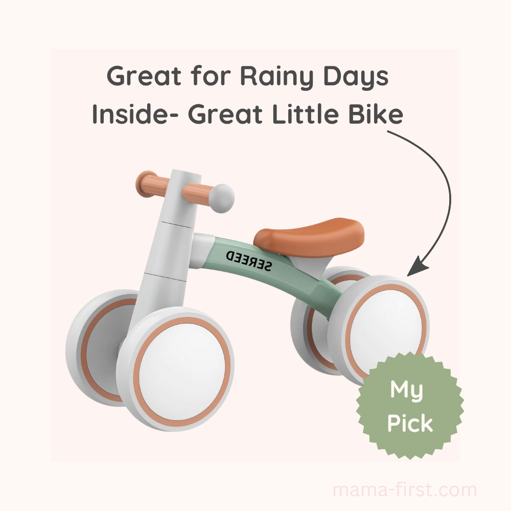 Adorable sage, brown and white toddler bike