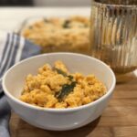 pumpkin Mac & cheese with fried sage and panko topping