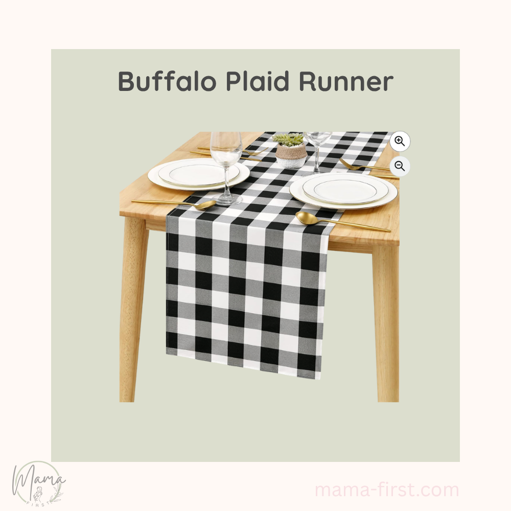 black and white buffalo plaid runner