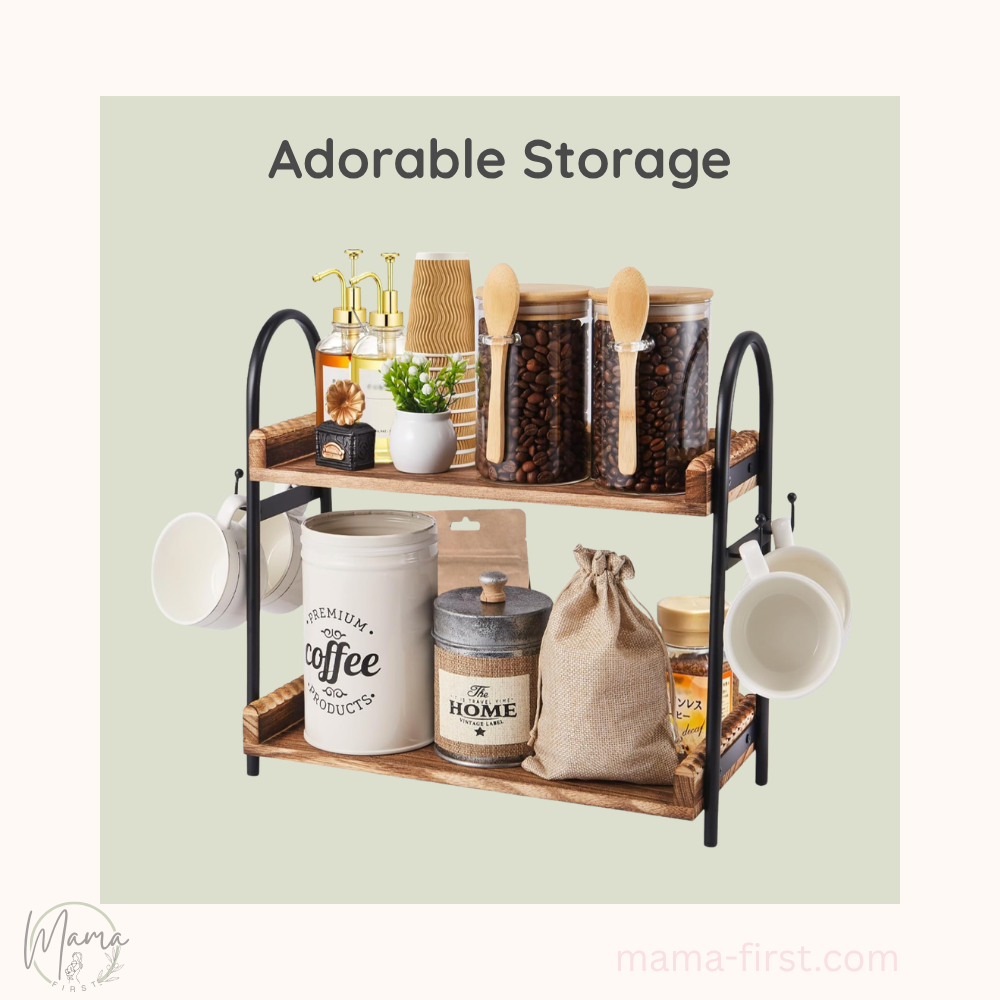 cute wood and metal two tiered storage tray